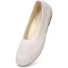 Frank Mully Women’s Wide Width Flats Ballet Flats Round Toe Knit Flat Shoes with Arch Support Wide Toe Box(Cream Mesh)