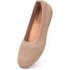 Frank Mully Women’s Wide Width Flats Ballet Flats Round Toe Knit Flat Shoes with Arch Support Wide Toe Box(Ecru Mesh)