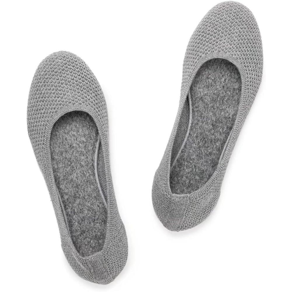 imageFrank Mully Womens Ballet Flat Shoes Knit Dress Shoes Round Toe Slip On Ballerina Flats for Woman Low Wedge Comfort Soft6006grey