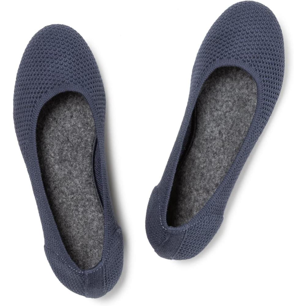 imageFrank Mully Womens Ballet Flat Shoes Knit Dress Shoes Round Toe Slip On Ballerina Flats for Woman Low Wedge Comfort Soft6006navy Blue