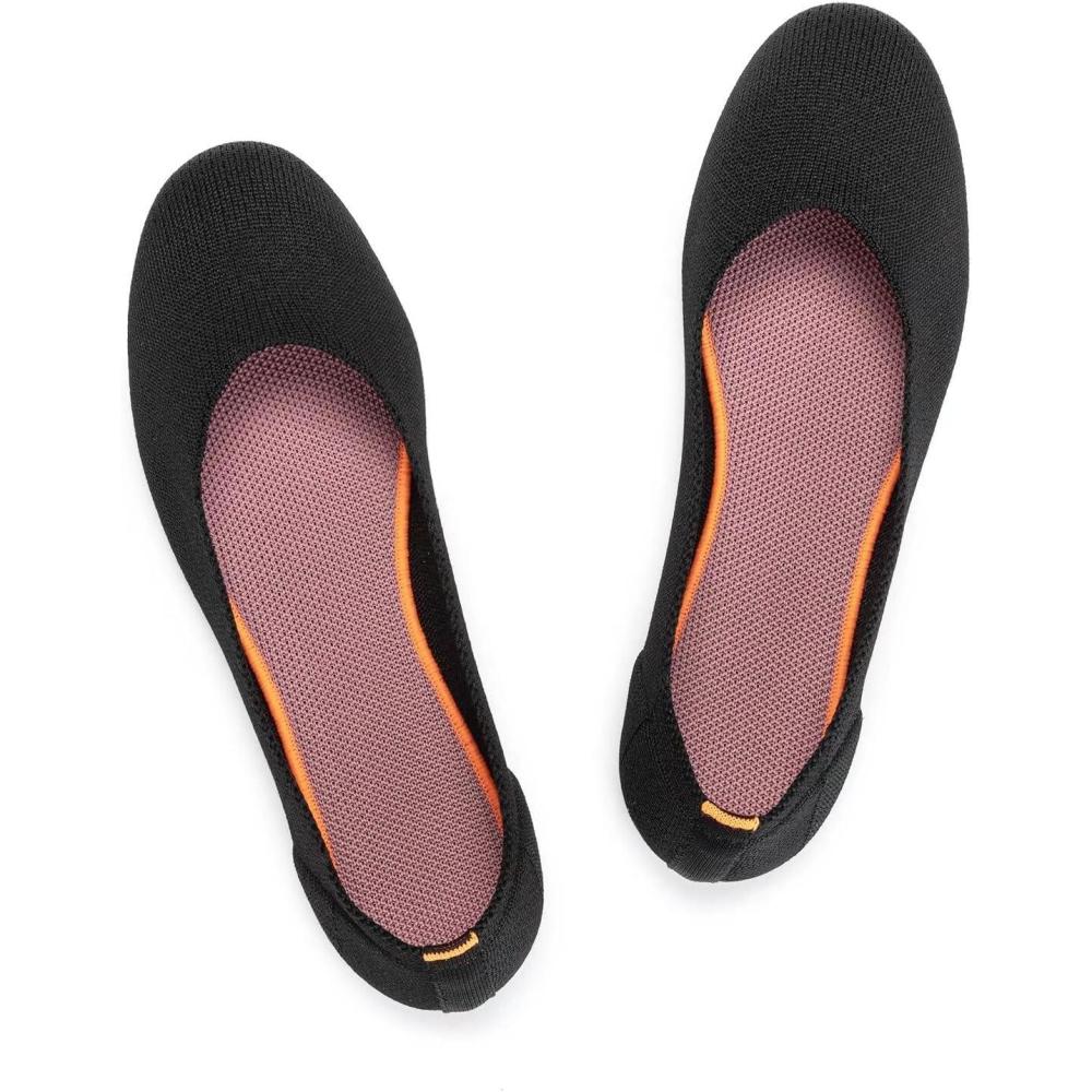 imageFrank Mully Womens Ballet Flat Shoes Knit Dress Shoes Round Toe Slip On Ballerina Flats for Woman Low Wedge Comfort SoftBlack