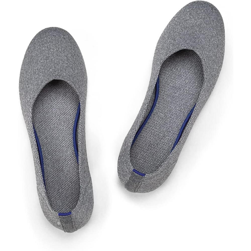 imageFrank Mully Womens Ballet Flat Shoes Knit Dress Shoes Round Toe Slip On Ballerina Flats for Woman Low Wedge Comfort SoftGrey010