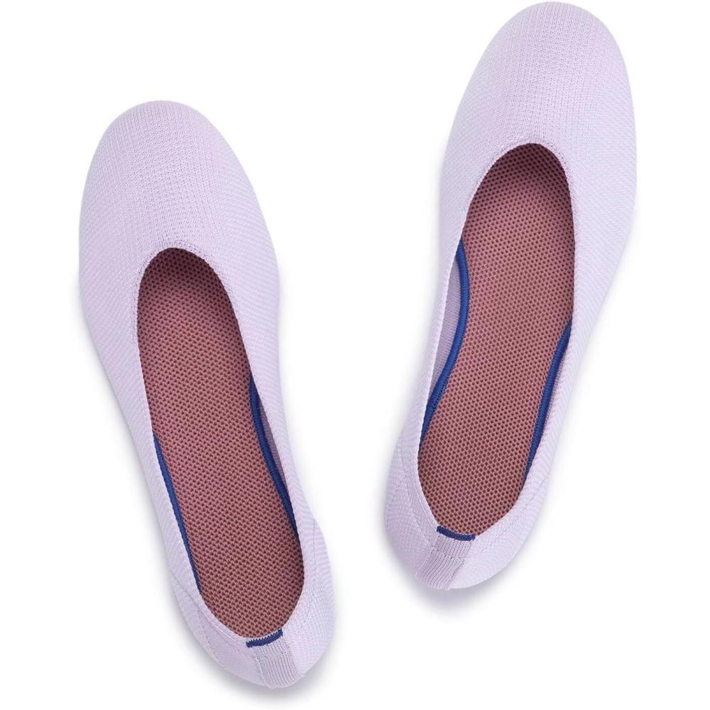 imageFrank Mully Womens Ballet Flat Shoes Knit Dress Shoes Round Toe Slip On Ballerina Flats for Woman Low Wedge Comfort SoftPurple