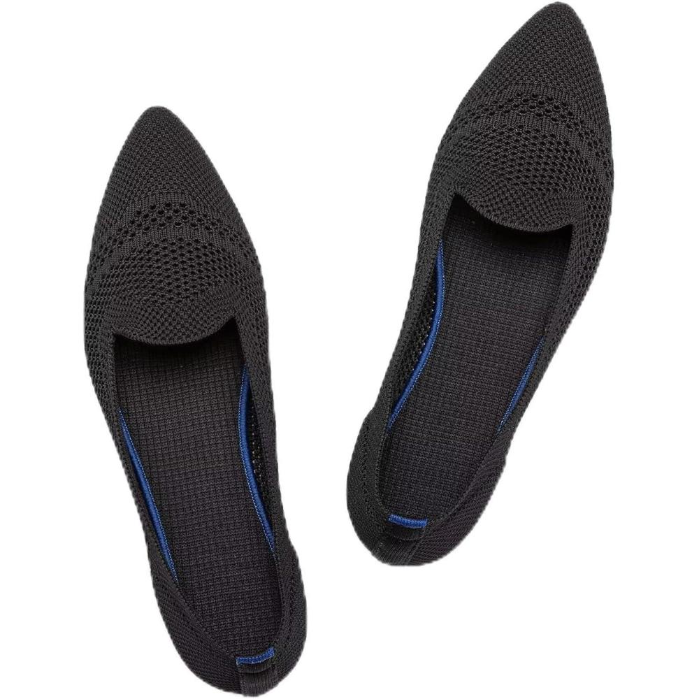 imageFrank Mully Womens Casual Loafer Flats Slip On Loafer Shoes Comfortable Knit Flat Shoes Classics Pointy Toe Loafer Flatsfor WorkTravel6013 Black
