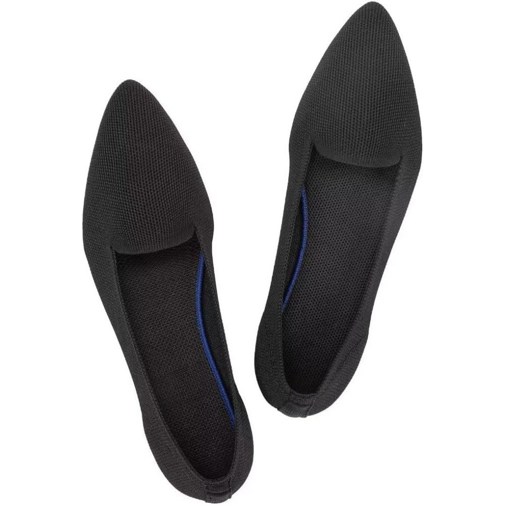 imageFrank Mully Womens Casual Loafer Flats Slip On Loafer Shoes Comfortable Knit Flat Shoes Classics Pointy Toe Loafer Flatsfor WorkTravel6035black