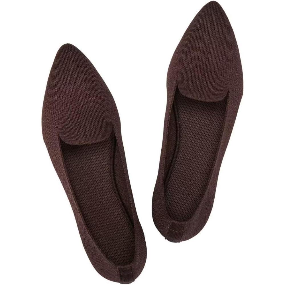 imageFrank Mully Womens Casual Loafer Flats Slip On Loafer Shoes Comfortable Knit Flat Shoes Classics Pointy Toe Loafer Flatsfor WorkTravel6035coffee