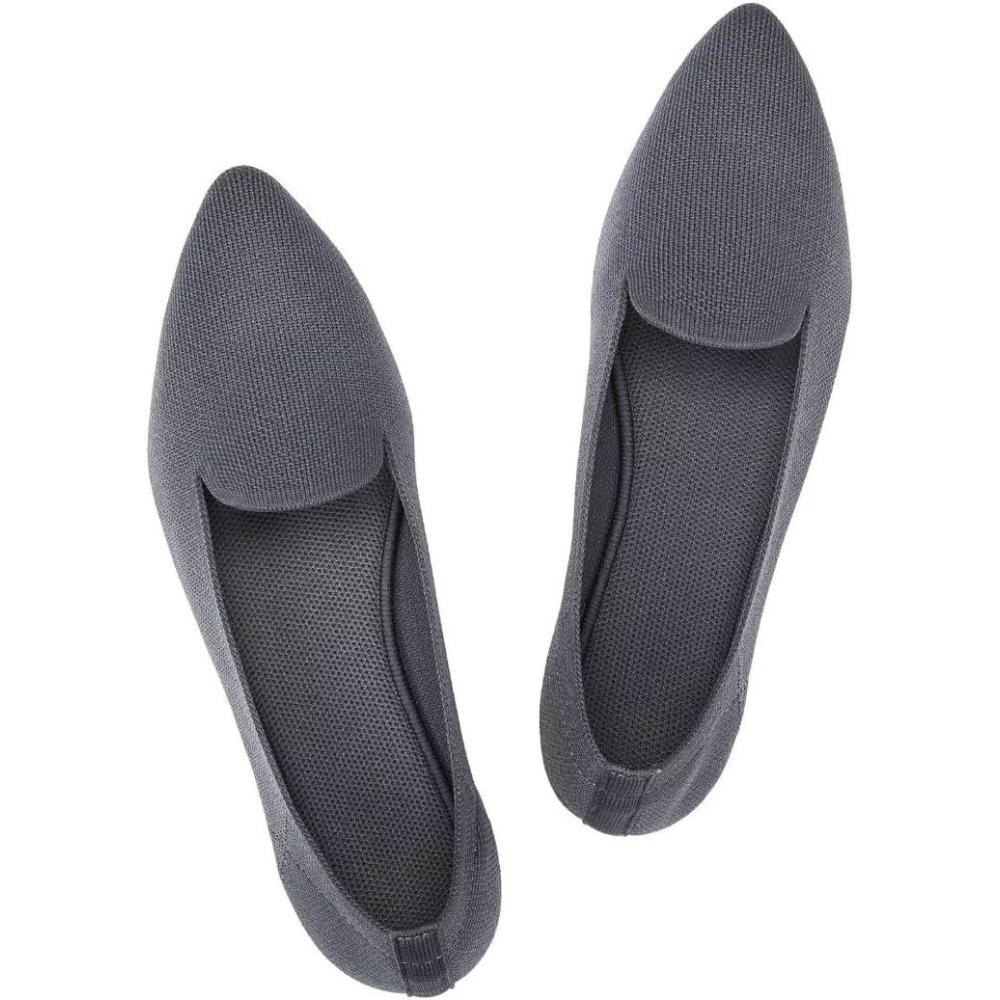 imageFrank Mully Womens Casual Loafer Flats Slip On Loafer Shoes Comfortable Knit Flat Shoes Classics Pointy Toe Loafer Flatsfor WorkTravel6035dark Grey