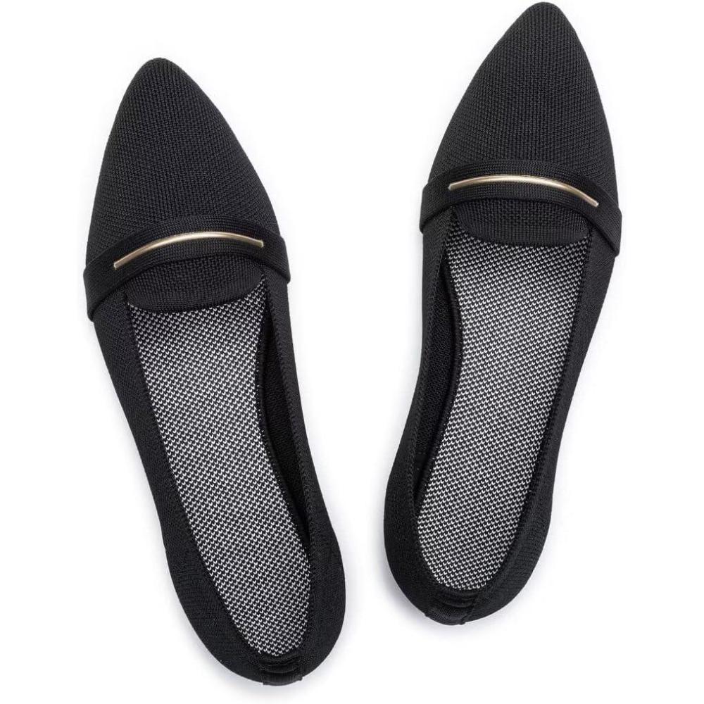 imageFrank Mully Womens Casual Loafer Flats Slip On Loafer Shoes Comfortable Knit Flat Shoes Classics Pointy Toe Loafer Flatsfor WorkTravel6052 Black