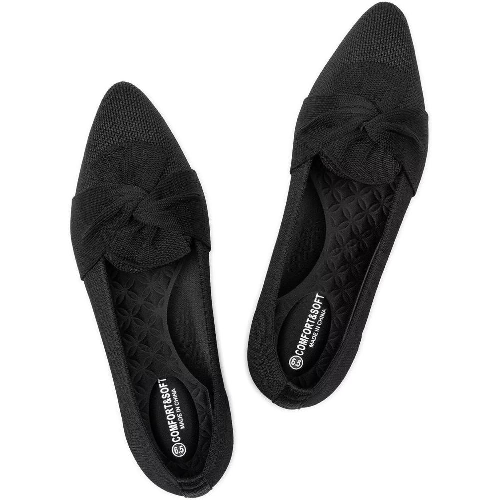 imageFrank Mully Womens Casual Loafer Flats Slip On Loafer Shoes Comfortable Knit Flat Shoes Classics Pointy Toe Loafer Flatsfor WorkTravel6111black