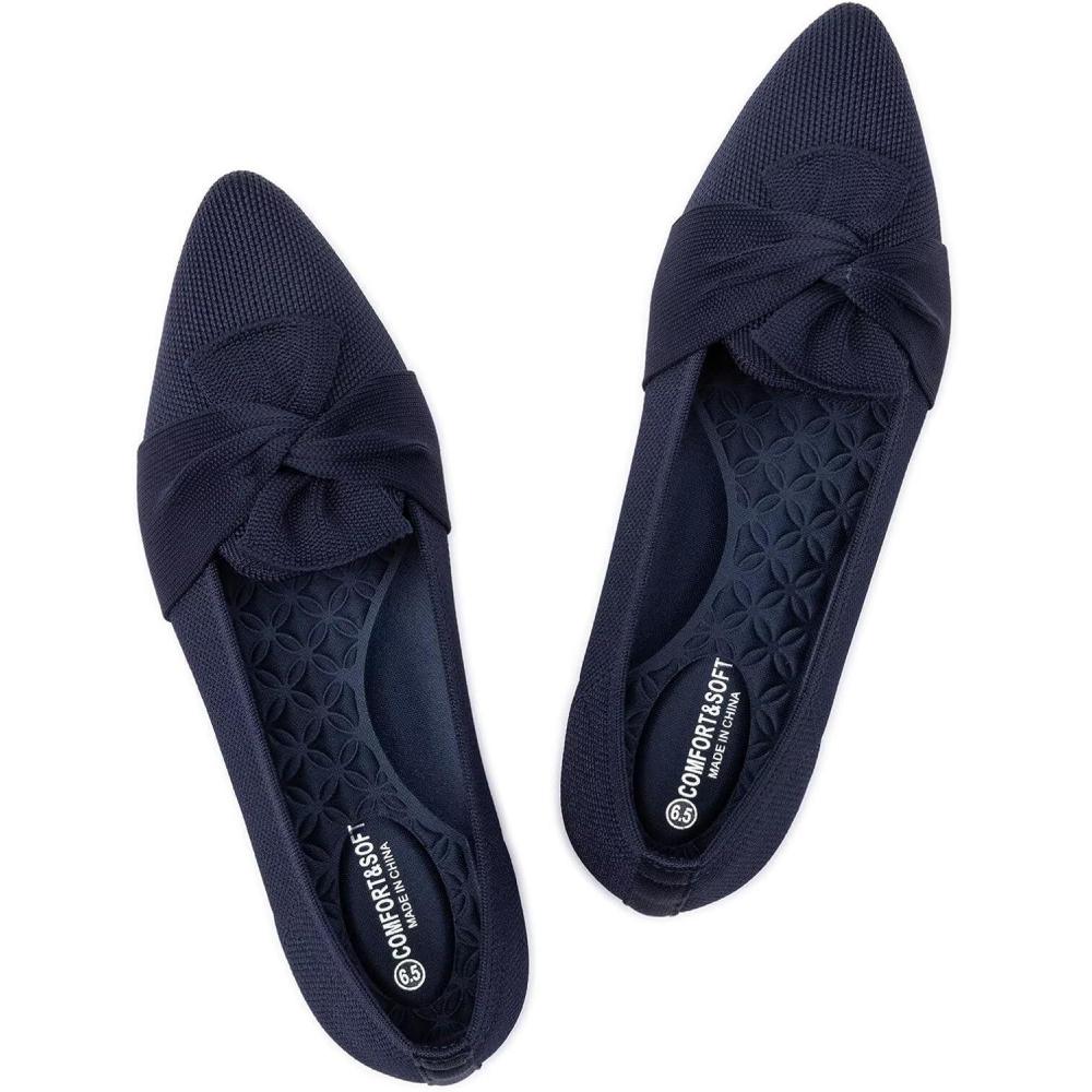 imageFrank Mully Womens Casual Loafer Flats Slip On Loafer Shoes Comfortable Knit Flat Shoes Classics Pointy Toe Loafer Flatsfor WorkTravel6111navy