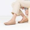 Frank Mully Women’s Ballet Flat Shoes Knit Dress Shoes Round Toe Slip On Ballerina Flats for Woman Low Wedge Comfort Soft(010ecru)