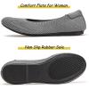 Frank Mully Women’s Ballet Flat Shoes Knit Dress Shoes Round Toe Slip On Ballerina Flats for Woman Low Wedge Comfort Soft(6012grey)