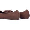 Frank Mully Women’s Ballet Flat Shoes Knit Dress Shoes Round Toe Slip On Ballerina Flats for Woman Low Wedge Comfort Soft(6047brown)