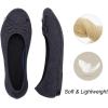 Frank Mully Women’s Ballet Flat Shoes Knit Dress Shoes Round Toe Slip On Ballerina Flats for Woman Low Wedge Comfort Soft(6047dark Grey)