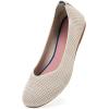 Frank Mully Women’s Ballet Flat Shoes Knit Dress Shoes Round Toe Slip On Ballerina Flats for Woman Low Wedge Comfort Soft(Apricot)