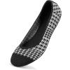 Frank Mully Women’s Ballet Flat Shoes Knit Dress Shoes Round Toe Slip On Ballerina Flats for Woman Low Wedge Comfort Soft(Black and White)