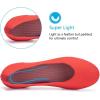 Frank Mully Women’s Ballet Flat Shoes Knit Dress Shoes Round Toe Slip On Ballerina Flats for Woman Low Wedge Comfort Soft(Bright Red)