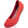 Frank Mully Women’s Ballet Flat Shoes Knit Dress Shoes Round Toe Slip On Ballerina Flats for Woman Low Wedge Comfort Soft(Bright Red)