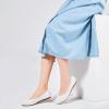 Frank Mully Women’s Ballet Flat Shoes Knit Dress Shoes Round Toe Slip On Ballerina Flats for Woman Low Wedge Comfort Soft(Cream)