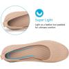 Frank Mully Women’s Ballet Flat Shoes Knit Dress Shoes Round Toe Slip On Ballerina Flats for Woman Low Wedge Comfort Soft(Ecru)