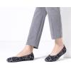 Frank Mully Women’s Ballet Flat Shoes Knit Dress Shoes Round Toe Slip On Ballerina Flats for Woman Low Wedge Comfort Soft(Leopard Grey)