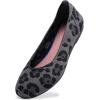 Frank Mully Women’s Ballet Flat Shoes Knit Dress Shoes Round Toe Slip On Ballerina Flats for Woman Low Wedge Comfort Soft(Leopard Grey)