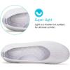 Frank Mully Women’s Ballet Flat Shoes Knit Dress Shoes Round Toe Slip On Ballerina Flats for Woman Low Wedge Comfort Soft(Light Gray)