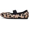 Frank Mully Womens Ballet Flats Casual Round Toe Knit Fabric Flats for Women with Single Strap Ballerina Flat Shoes Lightweight Dressy Shoes for Woman(Leopard Camel)