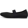 Frank Mully Womens Ballet Flats Casual Round Toe Knit Fabric Flats for Women with Single Strap Ballerina Flat Shoes Lightweight Dressy Shoes for Woman(All Black)