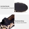 Frank Mully Womens Ballet Flats Casual Round Toe Knit Fabric Flats for Women with Single Strap Ballerina Flat Shoes Lightweight Dressy Shoes for Woman(Leopard Camel)