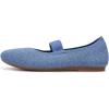 Frank Mully Womens Ballet Flats Casual Round Toe Knit Fabric Flats for Women with Single Strap Ballerina Flat Shoes Lightweight Dressy Shoes for Woman(Light Blue)