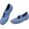 Frank Mully Womens Ballet Flats Casual Round Toe Knit Fabric Flats for Women with Single Strap Ballerina Flat Shoes Lightweight Dressy Shoes for Woman(Light Blue)