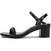Frank Mully Women’s Braided Sandal Heels Ankle Strap Comfortable Blocked Heeled Sandals Square Open Toe Cute Prom Pump Sandals Shoes(Black)