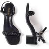 Frank Mully Women’s Braided Sandal Heels Ankle Strap Comfortable Blocked Heeled Sandals Square Open Toe Cute Prom Pump Sandals Shoes(Black)