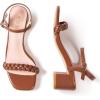 Frank Mully Women’s Braided Sandal Heels Ankle Strap Comfortable Blocked Heeled Sandals Square Open Toe Cute Prom Pump Sandals Shoes(Brown)