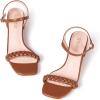 Frank Mully Women’s Braided Sandal Heels Ankle Strap Comfortable Blocked Heeled Sandals Square Open Toe Cute Prom Pump Sandals Shoes(Brown)