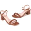 Frank Mully Women’s Braided Sandal Heels Ankle Strap Comfortable Blocked Heeled Sandals Square Open Toe Cute Prom Pump Sandals Shoes(Brown)
