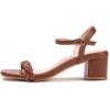 Frank Mully Women’s Braided Sandal Heels Ankle Strap Comfortable Blocked Heeled Sandals Square Open Toe Cute Prom Pump Sandals Shoes(Brown)