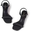 Frank Mully Women’s Braided Sandal Heels Ankle Strap Comfortable Blocked Heeled Sandals Square Open Toe Cute Prom Pump Sandals Shoes(Matte Black)