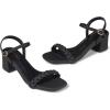 Frank Mully Women’s Braided Sandal Heels Ankle Strap Comfortable Blocked Heeled Sandals Square Open Toe Cute Prom Pump Sandals Shoes(Matte Black)