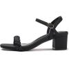 Frank Mully Women’s Braided Sandal Heels Ankle Strap Comfortable Blocked Heeled Sandals Square Open Toe Cute Prom Pump Sandals Shoes(Matte Black)