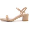 Frank Mully Women’s Braided Sandal Heels Ankle Strap Comfortable Blocked Heeled Sandals Square Open Toe Cute Prom Pump Sandals Shoes(Nude)