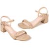Frank Mully Women’s Braided Sandal Heels Ankle Strap Comfortable Blocked Heeled Sandals Square Open Toe Cute Prom Pump Sandals Shoes(Nude)