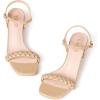 Frank Mully Women’s Braided Sandal Heels Ankle Strap Comfortable Blocked Heeled Sandals Square Open Toe Cute Prom Pump Sandals Shoes(Nude)