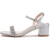 Frank Mully Women’s Braided Sandal Heels Ankle Strap Comfortable Blocked Heeled Sandals Square Open Toe Cute Prom Pump Sandals Shoes(Silver)