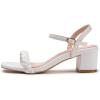 Frank Mully Women’s Braided Sandal Heels Ankle Strap Comfortable Blocked Heeled Sandals Square Open Toe Cute Prom Pump Sandals Shoes(White)