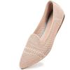 Frank Mully Women’s Casual Loafer Flats Slip On Loafer Shoes Comfortable Knit Flat Shoes Classics Pointy Toe Loafer Flats,for Work,Travel(6013 Nude)