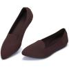 Frank Mully Women’s Casual Loafer Flats Slip On Loafer Shoes Comfortable Knit Flat Shoes Classics Pointy Toe Loafer Flats,for Work,Travel(6035coffee)