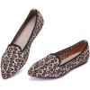Frank Mully Women’s Casual Loafer Flats Slip On Loafer Shoes Comfortable Knit Flat Shoes Classics Pointy Toe Loafer Flats,for Work,Travel(6035leopard Beige)