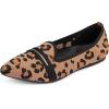 Frank Mully Women’s Casual Loafer Flats Slip On Loafer Shoes Comfortable Knit Flat Shoes Classics Pointy Toe Loafer Flats,for Work,Travel(6052leopard B)